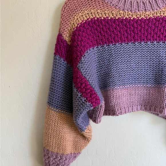 Altar’d State Colorful Striped Women's Sweater Multicolor Purple Pink XS - Picture 3 of 8